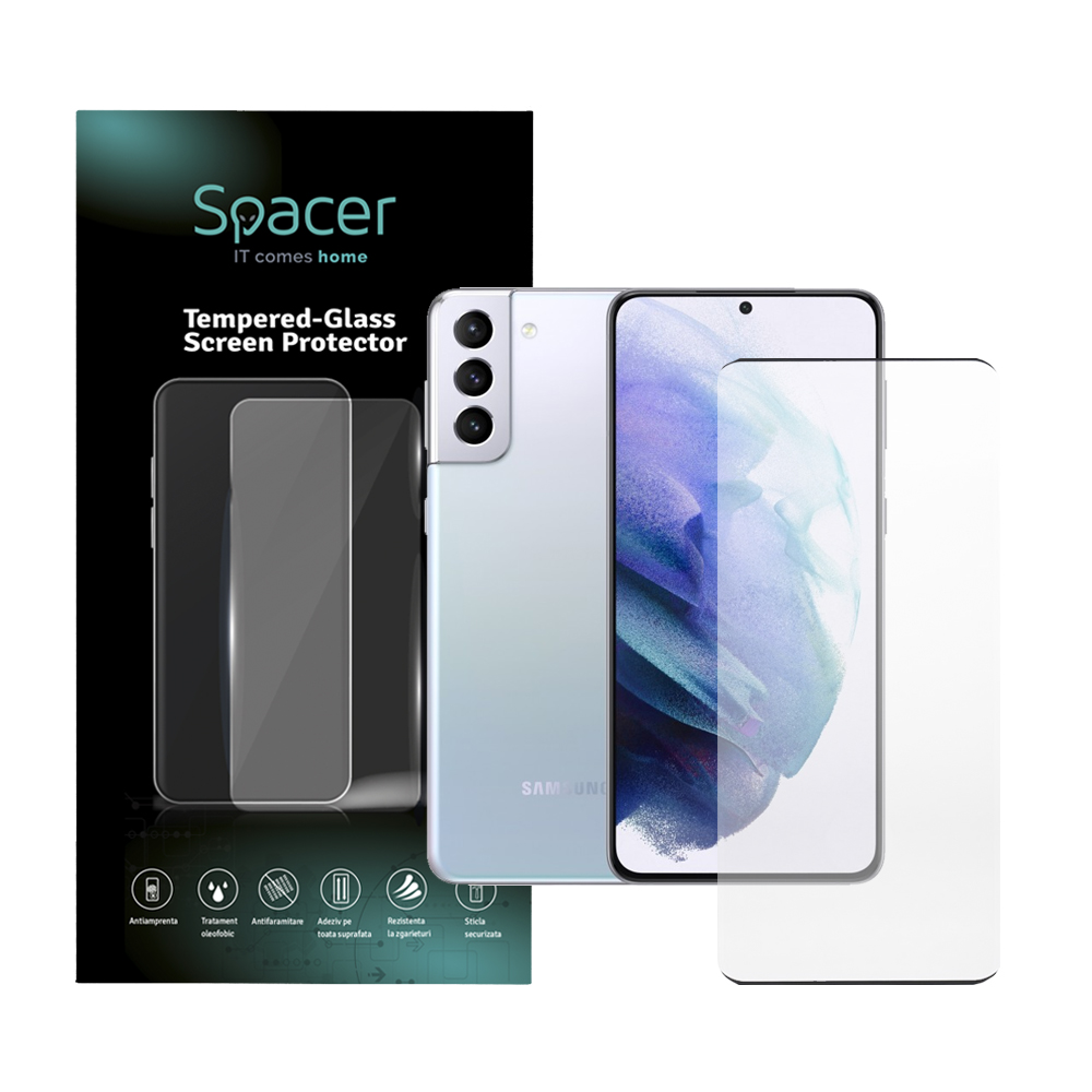 FOLIE STICLA Spacer pentru Samsung Galaxy S21 Plus, grosime 0.3mm, acoperire totala ecran, strat special anti-ulei si anti-amprenta, Tempered Glass „SPPG-SM-GX-S21P-TG”