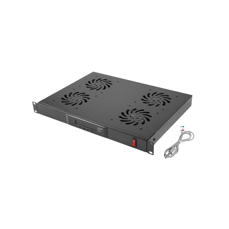 Unitate Cu 4 Ventilatoare 1u Termostat Digital Senzor Temp Temporizator Display Led Negru Cablu Alimentare 15m  Dateup 9801130771t Include Tv 175lei