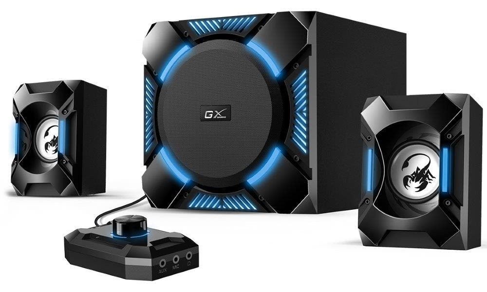 Boxe Genius 21 Rms 36w 2 X 6w  1 X 24w Gaming Black Amp Blue Swg21 1200 31730044400  Include Tv 10lei