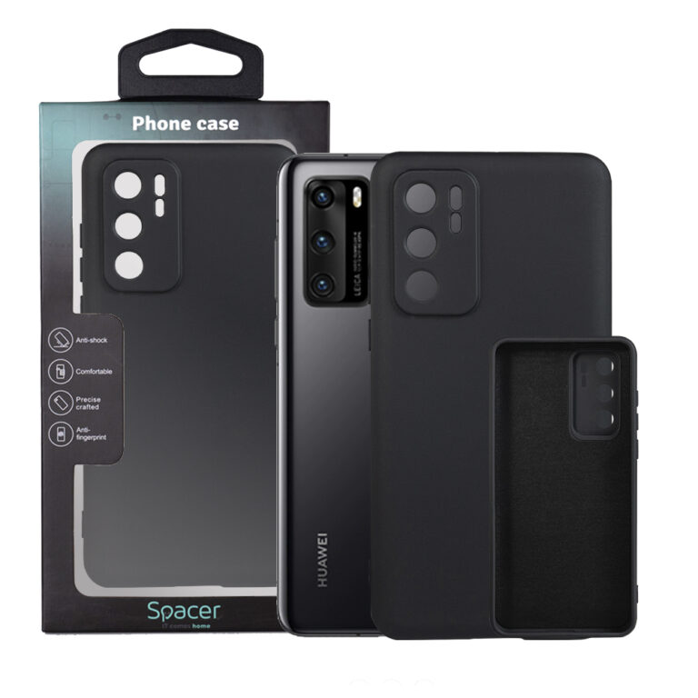 HUSA SMARTPHONE Spacer pentru Huawei P 40, grosime 2mm, material flexibil silicon + interior cu microfibra, negru „SPPC-HU-P-40-SLK”