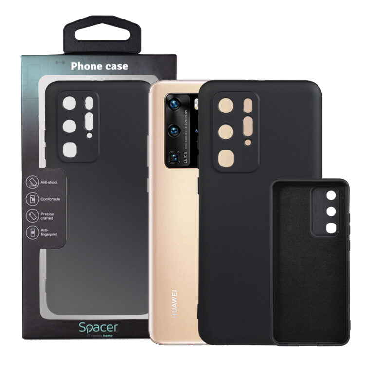 Husa Huawei telefon P 40 Pro, negru, tip back cover, material flexibil silicon + interior cu microfibra, “SPPC-HU-P-40P-SLK”