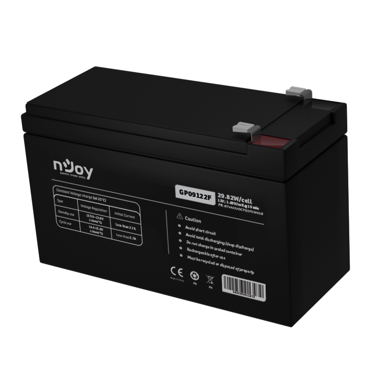 Baterii UPS - nJoy |BTVACIUOCTO2FCW01B | GP09122F | Baterie UPS  | 12 V | 9 A | Borne  F2 | 29,82 W | 151 x 65 x 100 mm Cod Produs: BTVACIUOCTO2FCW01B