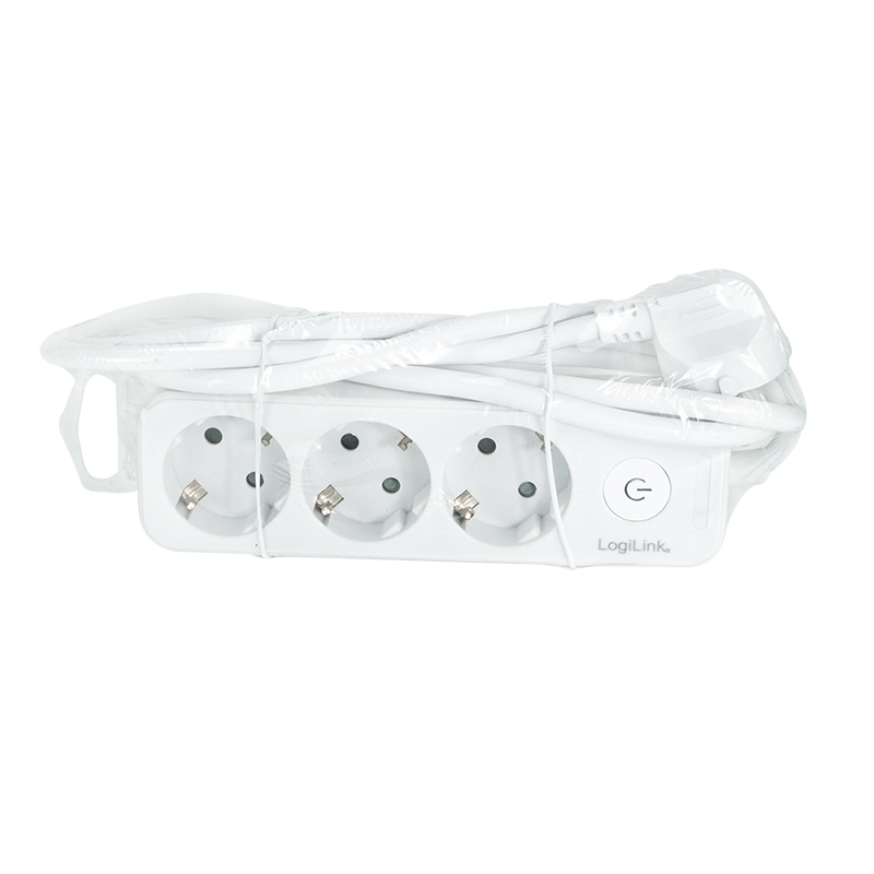 PRELUNGITOR LOGILINK, Schuko x 3, cablu 3G 1.5mm2, 230 V/16 A, 50 Hz, max. 3600 W, buton intrerupator iluminat, IP20, 1.5m, alb Cod Produs: LPS244 [1]