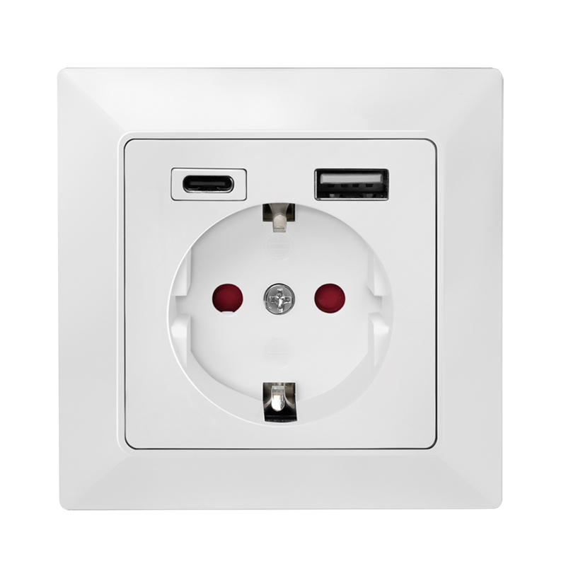 PRIZA LOGILINK, pentru perete, Schuko x 1, USB x1 / USB-C x 1 5 V/2.8 A max, 230 V AC, 50 Hz, alb Cod Produs: PA0262 [1]