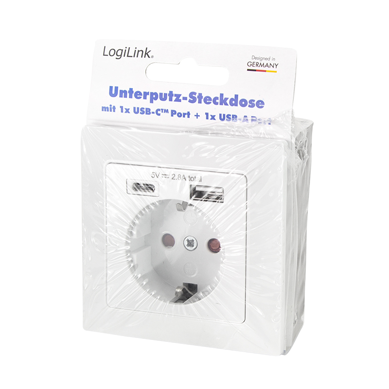 PRIZA LOGILINK, pentru perete, Schuko x 1, USB x1 / USB-C x 1 5 V/2.8 A max, 230 V AC, 50 Hz, alb Cod Produs: PA0262 [3]