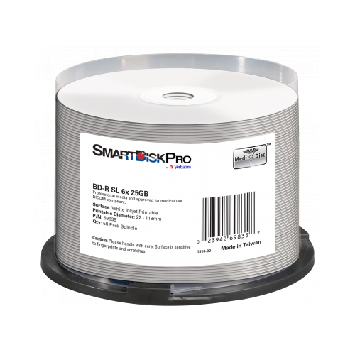 Blank-uri - BLANCURI  Verbatim SmartDisk Pro BD-R 25GB 6X White Inkjet Printable 50PK Spindle Cod Produs: 69835