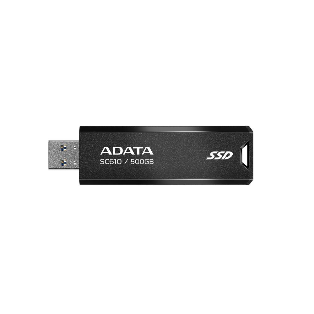 SSD EXTERN ADATA, USB 3.2, 500GB, scriere 500 MB/s citire 550 MB/s, metalic Cod Produs: SC610-500G-CBK/RD [1]