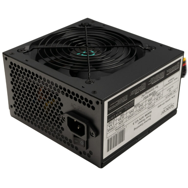SURSA SPACER True Power TP600 (600W for 600W GAMING PC), PFC activ, fan 120mm, MB 20+4 x 1, CPU 4+4 x 1, PCI-E 6+2 x 2, SATA x 5, retail box, „SPPS-TP-600”, (timbru verde 2 lei)