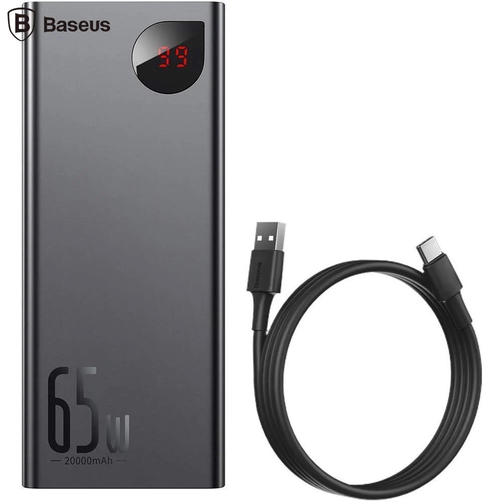 Power bank - POWER BANK Baseus Adaman Metal, 20000mAh, PD 3.0 + QC 3.0 65W, 2 x USB; 1 x USB Type-C, digital display pt. status baterie, total 3A, negru, Cod Produs: PPIMDA-D01
