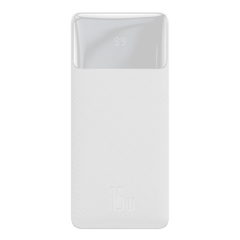 Power bank - POWER BANK Baseus Bipow, 20000mAh, 15W, 2 x USB; 1 x USB Type-C, digital display pt. status baterie, total 3A, alb, Cod Produs: PPBD050102