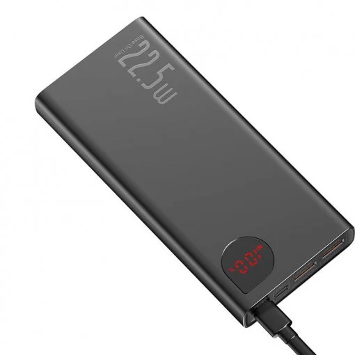 POWER BANK Baseus Adaman Metal, 20000mAh, PD 3.0 + QC 3.0 22.5W, 2 x USB; 1 x USB Type-C, digital display pt. status baterie, total 3A, negru, Cod Produs: PPAD070101 [1]