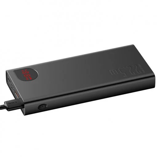Power bank - POWER BANK Baseus Adaman Metal, 20000mAh, PD 3.0 + QC 3.0 22.5W, 2 x USB; 1 x USB Type-C, digital display pt. status baterie, total 3A, negru, Cod Produs: PPAD070101