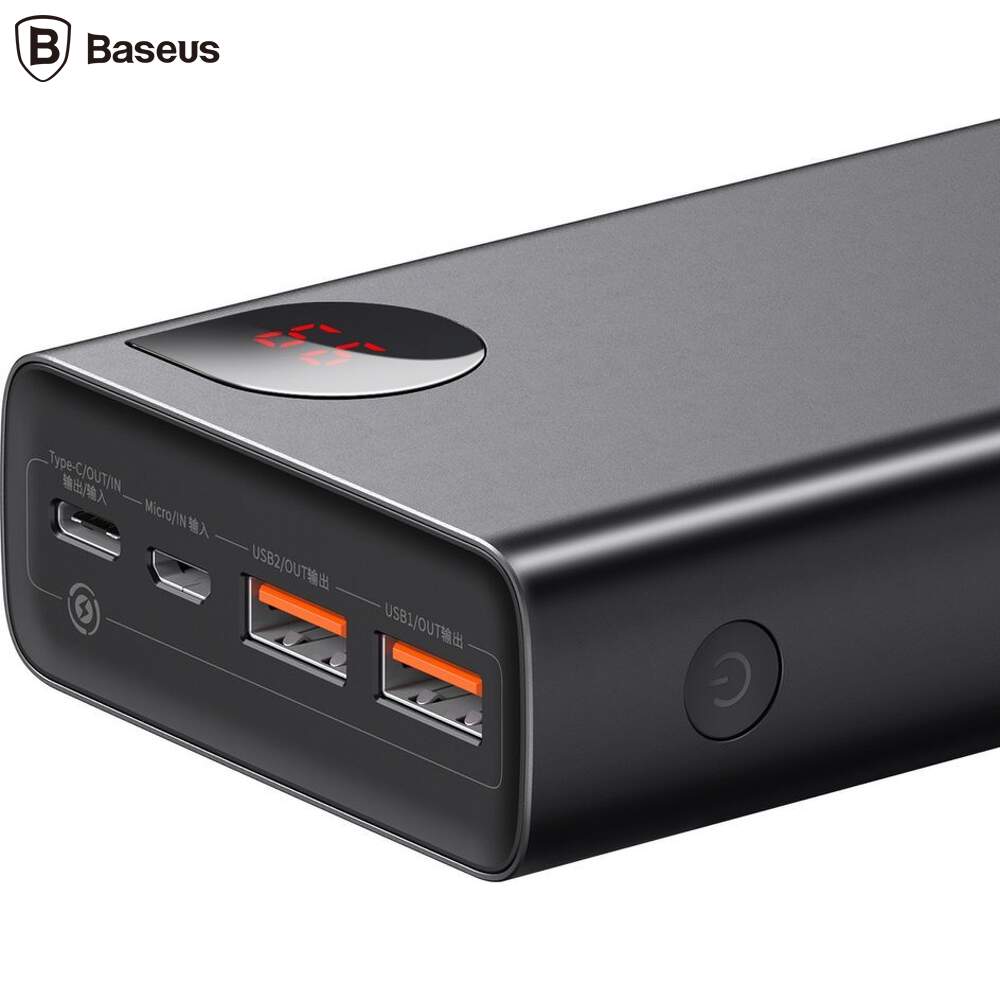 POWER BANK Baseus Adaman Metal, 20000mAh, PD 3.0 + QC 3.0 65W, 2 x USB; 1 x USB Type-C, digital display pt. status baterie, total 3A, negru, Cod Produs: PPIMDA-D01 [2]