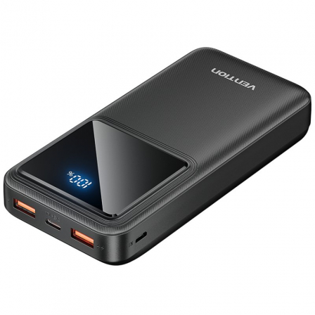 Power bank - POWER BANK Vention 20000mAh/74Wh, 22.5W , 2 x USB; 1 x USB Type-C, 1 x Micro USB, digital display pt. status baterie, max. 3A, negru, Cod Produs: FHLB0