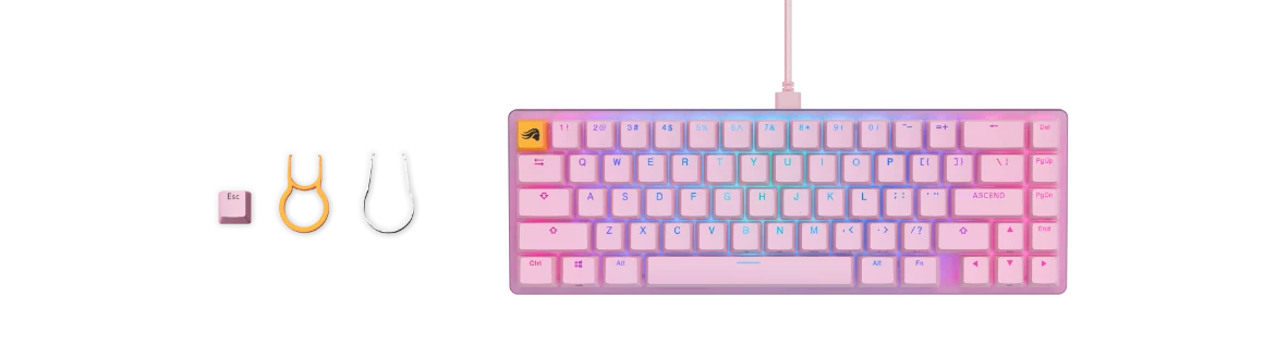 Glorious PC Gaming Race Tastatura mecanica gaming RGB GMMK 2 Compact, Fox Linear Switches, USB-C, US layout, Roz Cod Produs: GLO-GMMK2-65-FOX-P [2]