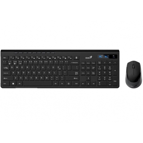 Tastaturi - KIT wireless GENIUS, tastatura wireless 104 taste (multimedia) + mouse wireless 1200dpi, 3 butoane, BT5.3 + 2.4G, USB, negru, Cod Produs: 31340015406