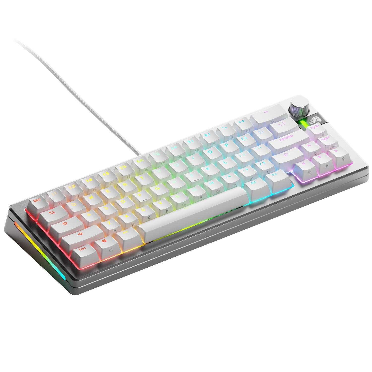 Glorious Tastatura mecanica GMMK 3 PRO 65% Prebuilt, USB-C, Fox Switches, US layout, 66 taste, Gri Cod Produs: GLO-KB-GMMK3-PRO-65-PB-FOX-W-SIL-US [1]