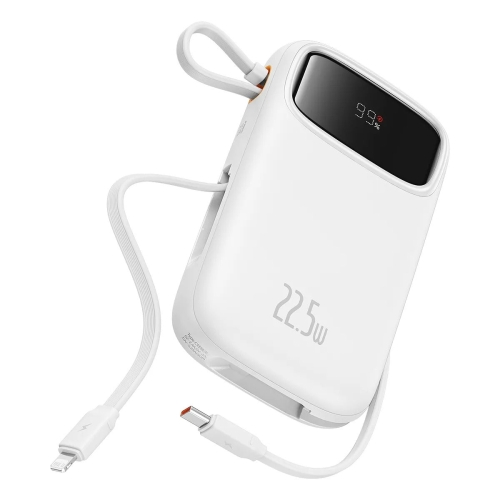 POWER BANK Baseus Qpow2, 20000mAh, 22.5W, 1 x USB; 1 x USB Type-C, 1 x Lightning, total 3A, include cablu USB Type-C 0.3m, alb, Cod Produs: P10055002223-00 [1]