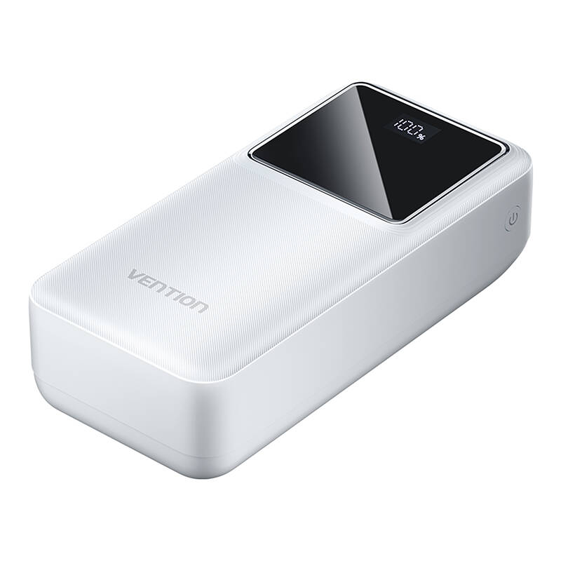 POWER BANK Vention 30.000 mAh, 22.5W PD 20W, QC, &nbsp;1x USB-C, 2x USB-A, 1x micro USB (doar pt incarcare), afisaj LED, cablu USB A - USB-C 30cm inclus, 700g, alb, Cod Produs: FHMW0 [2]