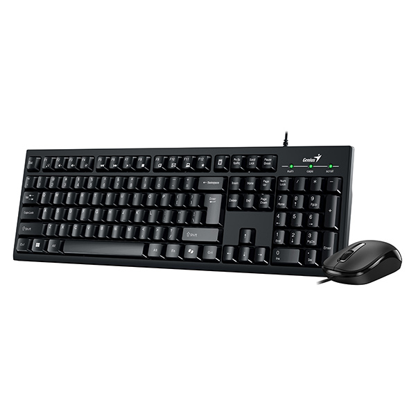 Tastaturi - KIT wired GENIUS USB, tastatura 104 taste (concave) + mouse optic 1200dpi, 3 butoane, AI key, black, Cod Produs: 31330009400