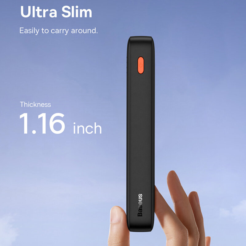 POWER BANK Baseus Airpow, 20000mAh, 20W, 1 x USB; 1 x USB Type-C input/output, total 3A, include cablu USB la USB Type-C de 50cm, negru, Cod Produs: P10022804113-00 [3]