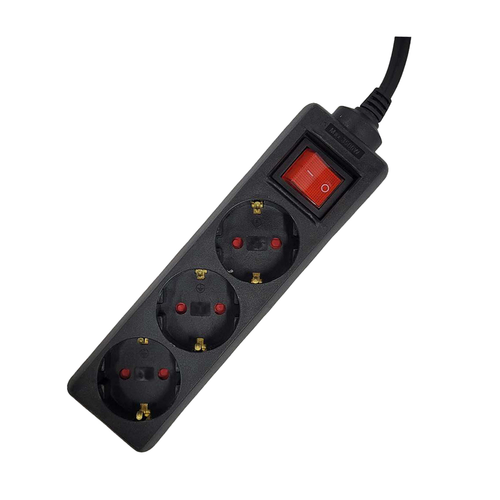 Prize si prelungitoare - PRELUNGITOR SPACER, Schuko x 3, conectare prin Schuko (T),cu intrerupator cablu 1.5 m, 16 A, protectie copii, Negru, Cod Produs: PP-3-15B