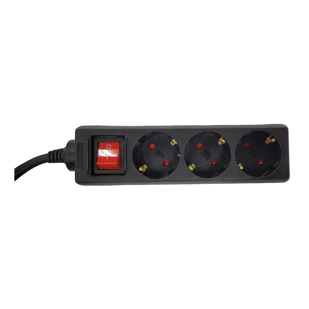 PRELUNGITOR SPACER, Schuko x 3, conectare prin Schuko (T),cu intrerupator cablu 1.5 m, 16 A, protectie copii, Negru, Cod Produs: PP-3-15B [1]