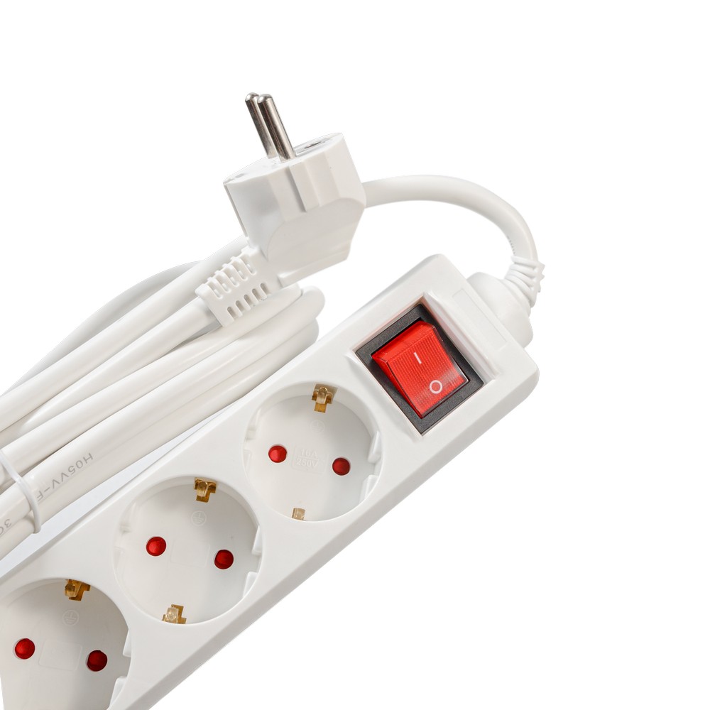 PRELUNGITOR SPACER, Schuko x 5, conectare prin Schuko (T), cablu 1.8 m, 16 A, max. 3500W, protectie supratensiune, protectie copii, Alb, Cod Produs: PP-5-18 [2]