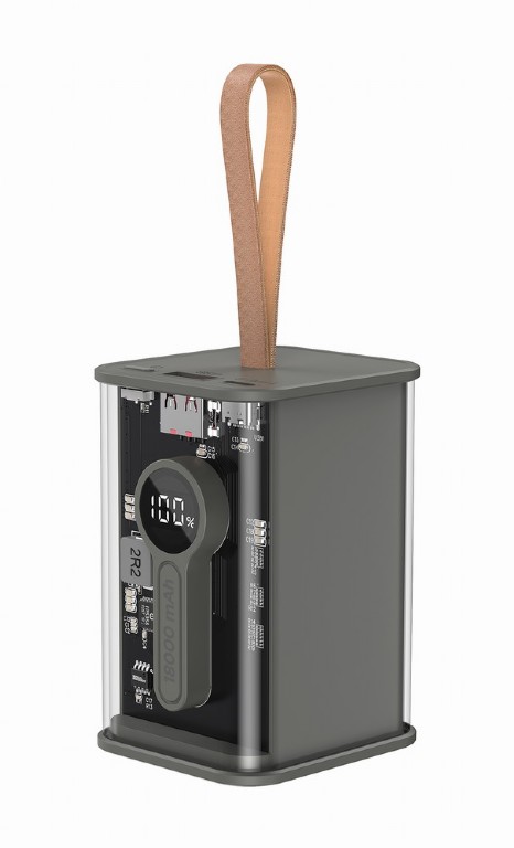 POWER BANK GEMBIRD 18000mAh, 20W , 1 x USB; 1 x USB Type-C, digital display pt. status baterie, max. 3A, transparent, negru, Cod Produs: PB18-TQC3-01 [2]