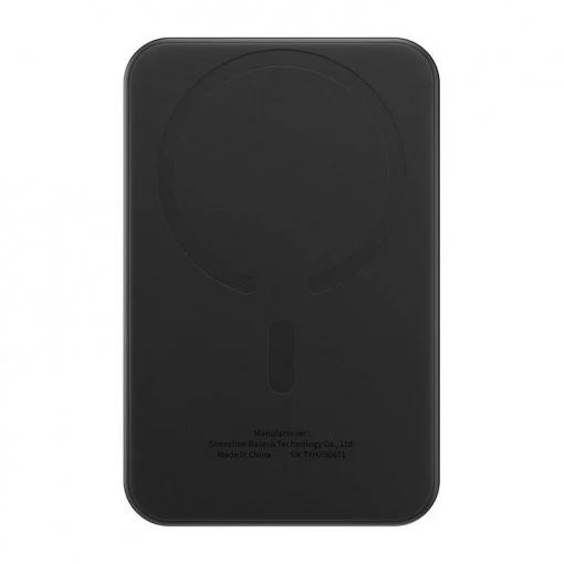 Power bank - POWER BANK Baseus Magnetic Mini Wireless, 5000mAh, max 20W pe cablu, 1 x USB Type-C output/input, 15W wireless charging, include cablu USB Type-C la USB Type-C 30cm, negru, Cod Produs: P10022107113-00