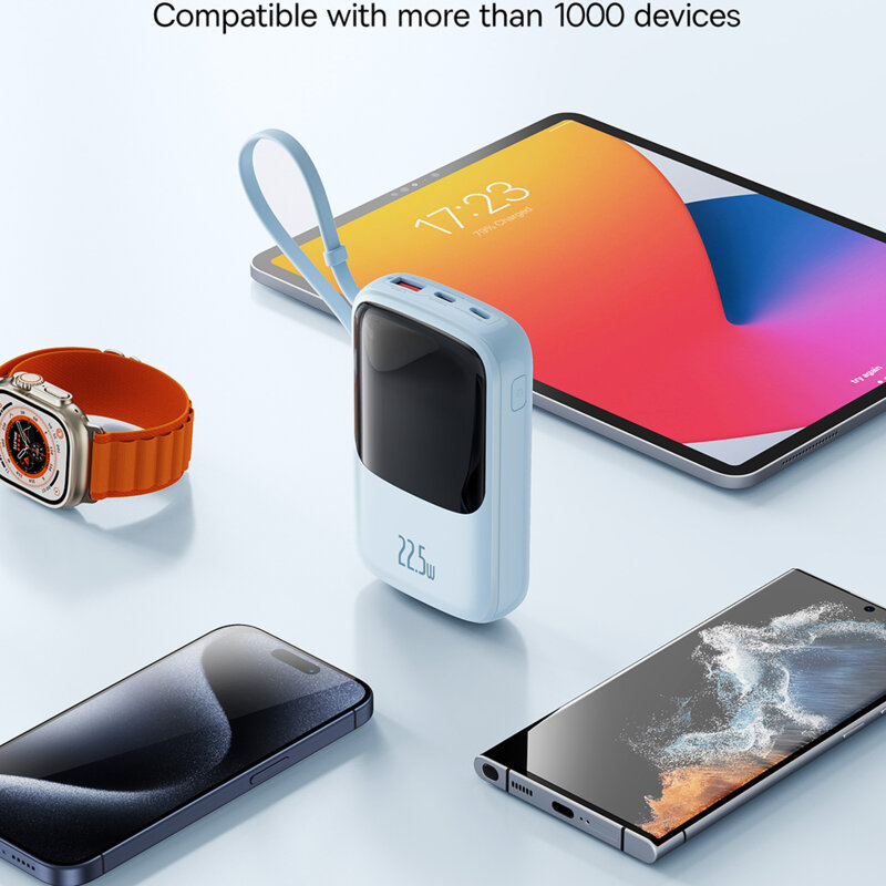 POWER BANK Baseus Qpow Pro+ Digital Display, 10000mAh, 22.5W, 2 x USB Type-C output/input, 1 x USB, 1 x Lightning, albastru, Cod Produs: P10067101313-00 [3]