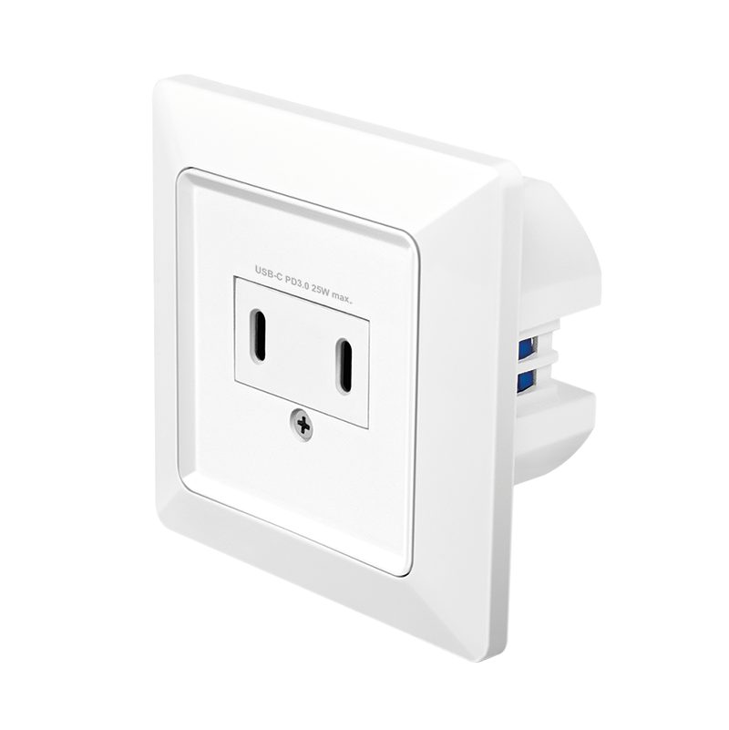 PRIZA LOGILINK, pentru perete, Schuko x 1, 2xUSB-C PD 25W , 230V AC, 50 Hz, 16A, protectie IP20, adancime 35mm, alb, Cod Produs: PA0332 [1]