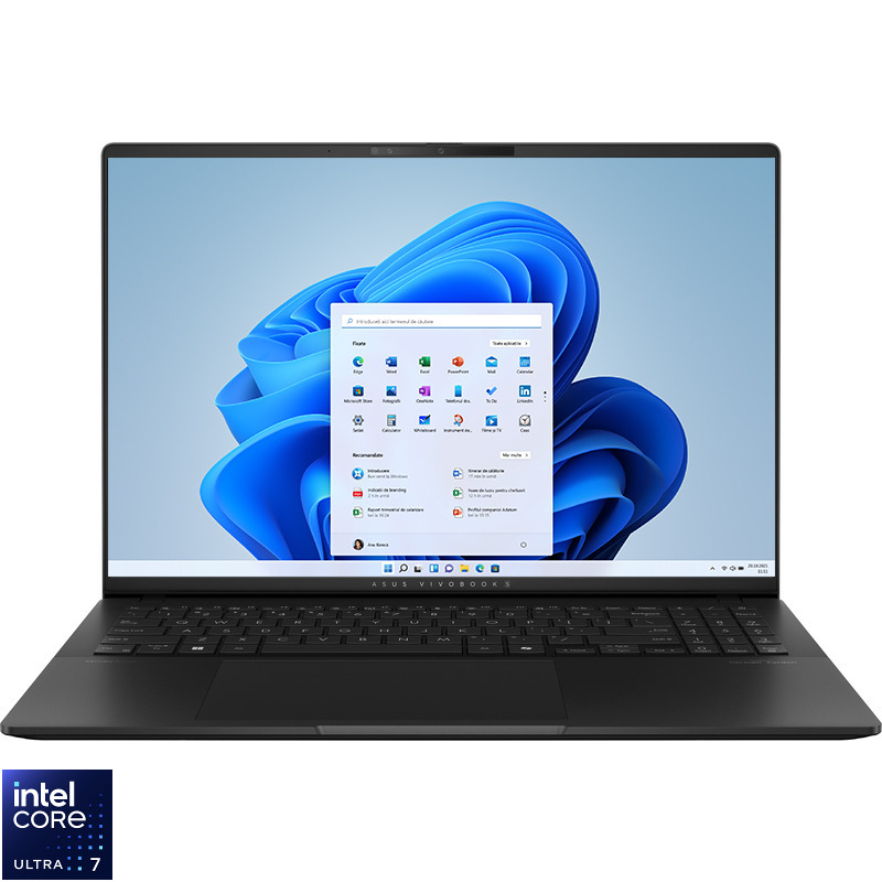Notebook-uri - Notebook ASUS Vivobook S 16 Intel Core Ultra 7 16inch 3K 16GB 1TB M.2 NVMe PCIe 4.0 SSD Intel Arc Graphics W11P 2Y Neutral Black Cod Produs: S5606CA-RI061X