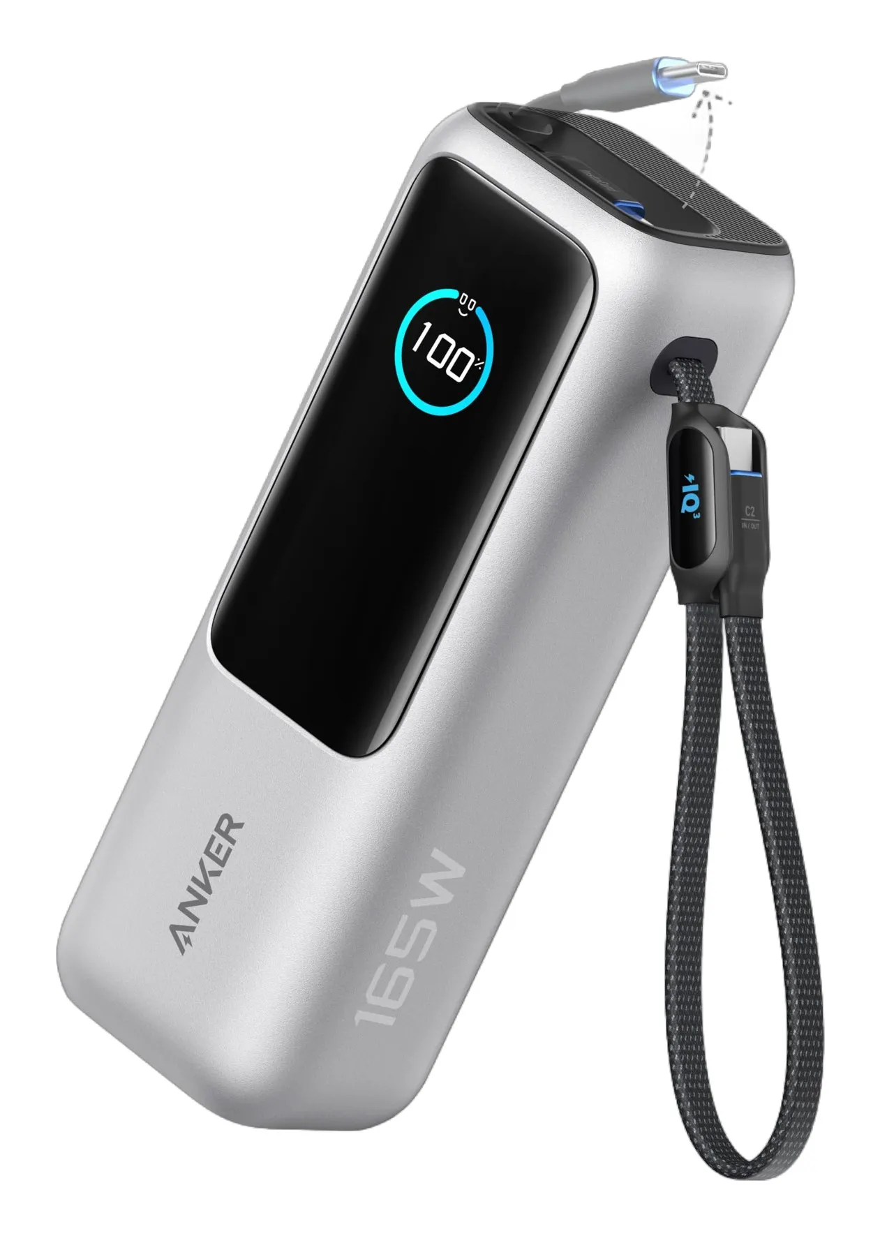 Power bank - Power Bank Anker 25000 mAh. Porturi iesire USB A: 1, Numar porturi USB tip C: 1. Putere totala iesire: 165 W,  5 A,  argintiu Cod Produs: A1695H41