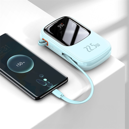 POWER BANK Baseus Qpow2 Digital Display, 20000mAh, 22.5W, 2 x USB Type-C output/input, 1 x Lightning, 1 x USB, include cablu USB la USB Type-C 30cm, albastru Cod Produs: PPQD030103 [1]