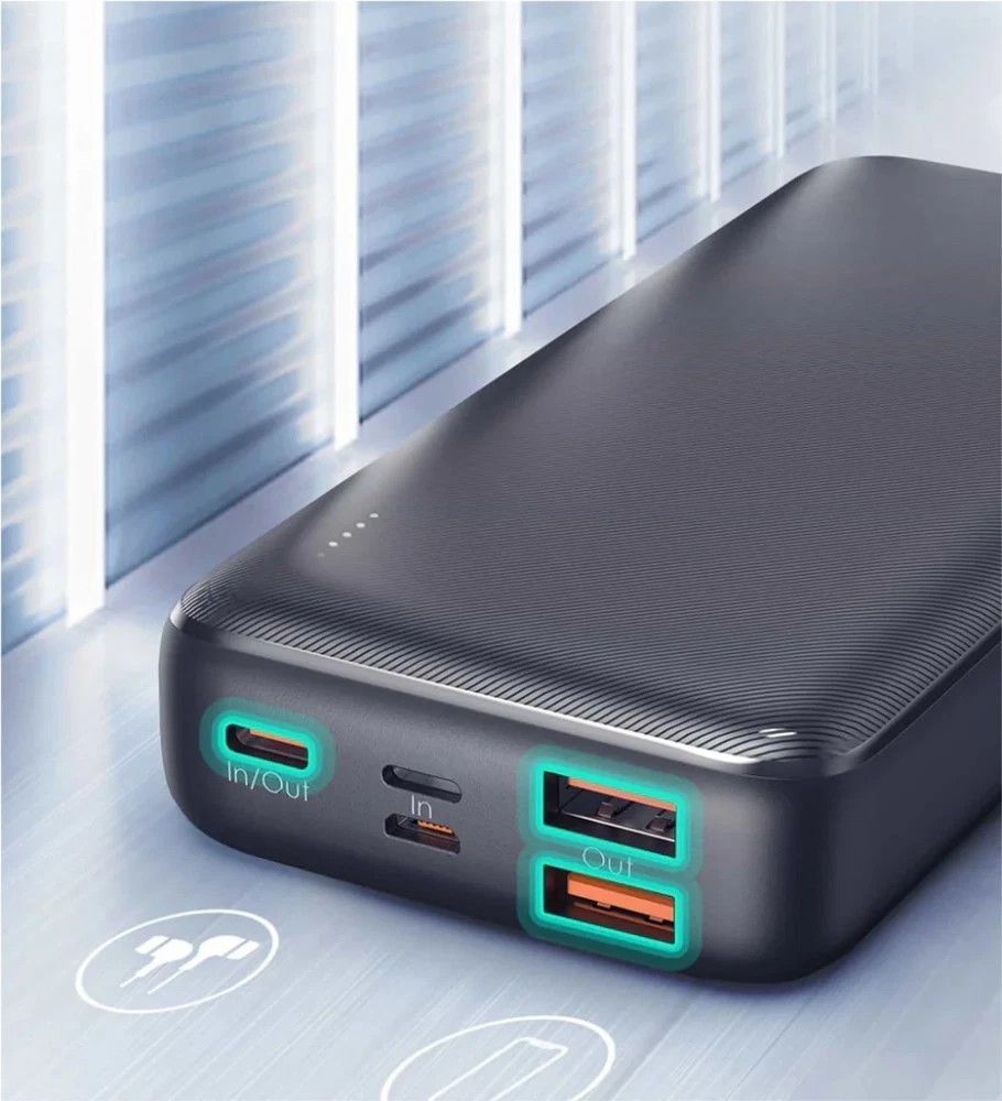 POWER BANK Aukey 20.000 mAh, 18W incarcare rapida 5-in-1, 1 x USB-C, 2 x USB-A, 1 x USB-Lighting, 1 x Micro-USB, 386g, negru, Cod Produs: EU001-LLTSN1018450C [1]