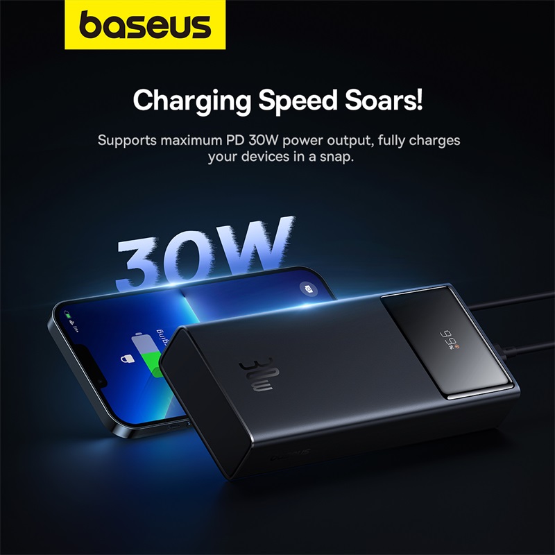 POWER BANK Baseus Star-Lord Digital, display, capacitate 30000mAh, 30W, 2 x USB; 1 x USB Type-C, total 5V/3A, negru, Cod Produs: P10022905113-00 [3]
