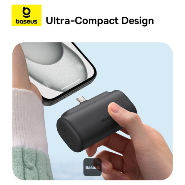 POWER BANK Baseus Compact, capacitate 5000mAh, 20W, conector integrat USB Type-C, negru, Cod Produs: P10068306113-00 [2]