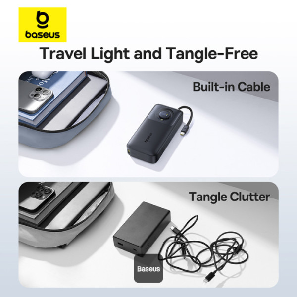 POWER BANK Baseus Free2Pull, display, capacitate 20000mAh, 65W, cablu integrat USB Type-C, 1 x USB Type-C, total 5V/3A, negru, Cod Produs: P10073700123-00 [3]