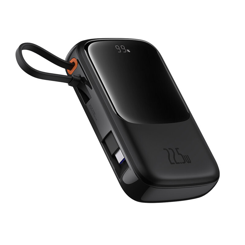 Power bank - POWER BANK Baseus Qpow Pro+, display, capacitate 10000mAh, 22.5W, 1 x USB; 1 x USB Type-C, cablu integrat 1 x USB Type-C, total 5V/2.4A, negru, Cod Produs: P10067101113-00
