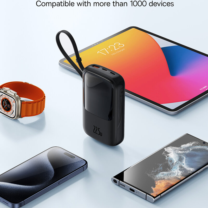 POWER BANK Baseus Qpow Pro+, display, capacitate 10000mAh, 22.5W, 1 x USB; 1 x USB Type-C, cablu integrat 1 x USB Type-C, total 5V/2.4A, negru, Cod Produs: P10067101113-00 [4]