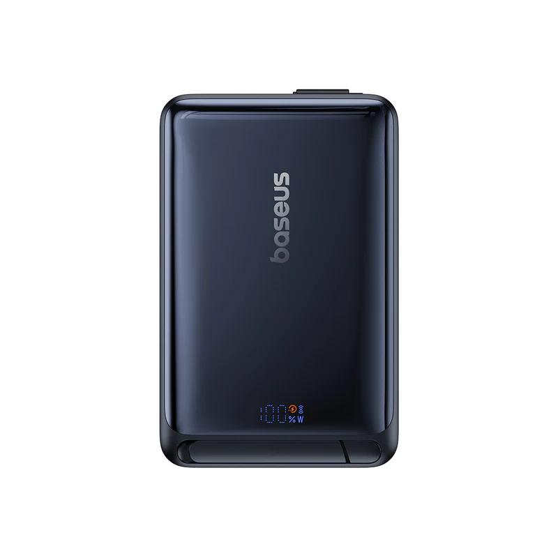 POWER BANK Baseus Nomos Qi2 Kickstand, display, capacitate 10000mAh, 45W, cablu integrat USB Type-C, 1 x USB Type-C, 1 x USB, total 5V/3A, negru, Cod Produs: P10078800123-00 [2]