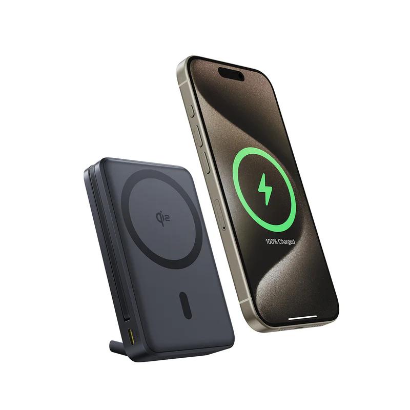 POWER BANK Baseus Nomos Qi2 Kickstand, display, capacitate 10000mAh, 45W, cablu integrat USB Type-C, 1 x USB Type-C, 1 x USB, total 5V/3A, negru, Cod Produs: P10078800123-00 [3]