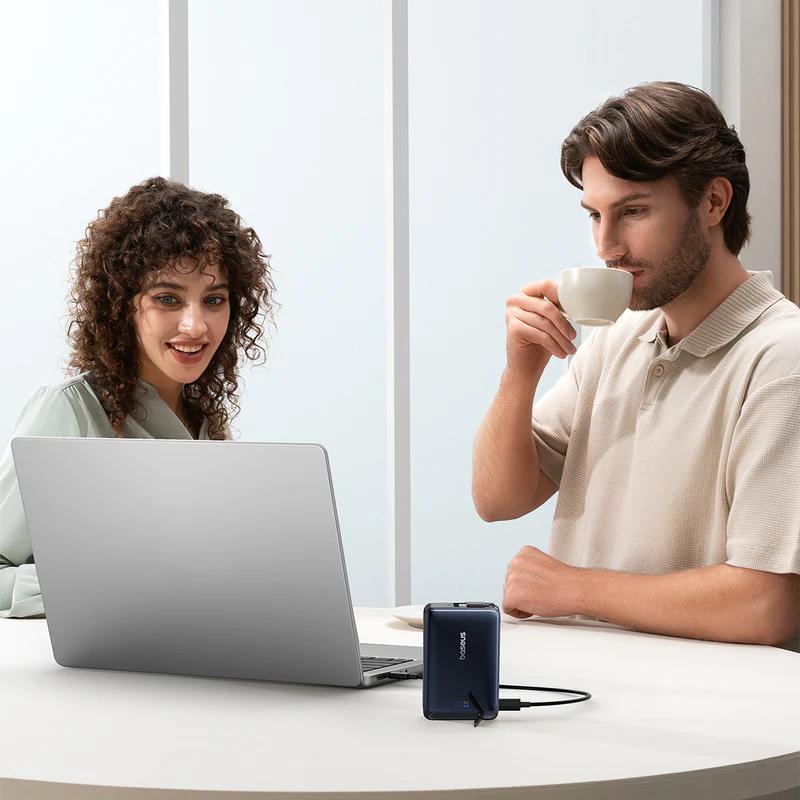 POWER BANK Baseus Nomos Qi2 Kickstand, display, capacitate 10000mAh, 45W, cablu integrat USB Type-C, 1 x USB Type-C, 1 x USB, total 5V/3A, negru, Cod Produs: P10078800123-00 [5]