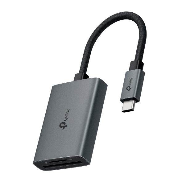 Cititoare carduri - CARD READER extern TP-Link, interfata USB Type-C, citeste/scrie: SD si microSD,  suporta carduri maxim 1 TB, lungime cablu 15 cm, metalic, gri Cod Produs: UA430C