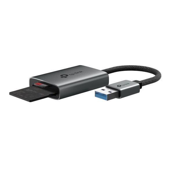 CARD READER extern TP-Link, interfata USB 3.0, citeste/scrie: SD si microSD,  suporta carduri maxim 1 TB, lungime cablu 15 cm, metalic, gri Cod Produs: UA430 [2]