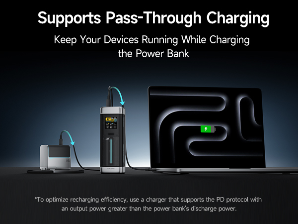 POWER BANK Cuktech P+ Series 2C1A, 25000mAh, PD 3.1, 210W, 1 x USB; 2 x USB Type-C, digital display pt. status baterie, negru, Cod Produs: CUK00P23GLBK [10]