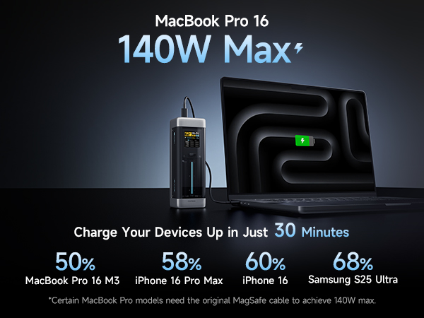 POWER BANK Cuktech P+ Series 2C1A, 25000mAh, PD 3.1, 210W, 1 x USB; 2 x USB Type-C, digital display pt. status baterie, negru, Cod Produs: CUK00P23GLBK [2]