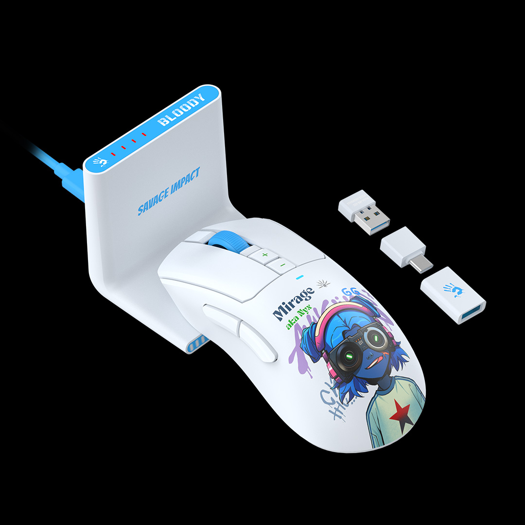 Electronice - Mouse A4Tech, gaming, Bloody WaveLink Full Speed Dual Mode Wireless  USB Type-C/Charging Dock /Nyx Mirage, Cod Produs: R73UltraDuo Nyx Mirage