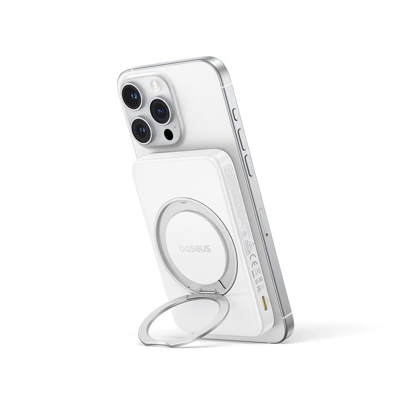 POWER BANK Baseus PicoGo Qi2 Magnetic, 5000mAh, PD 20W, 1 x USB Type-C, incarcare wireless Qi2 15W, prindere magnetica Iphone, include cablu USB Type-C la USB Type-c 30cm, alb Cod Produs: P10076800213 [1]